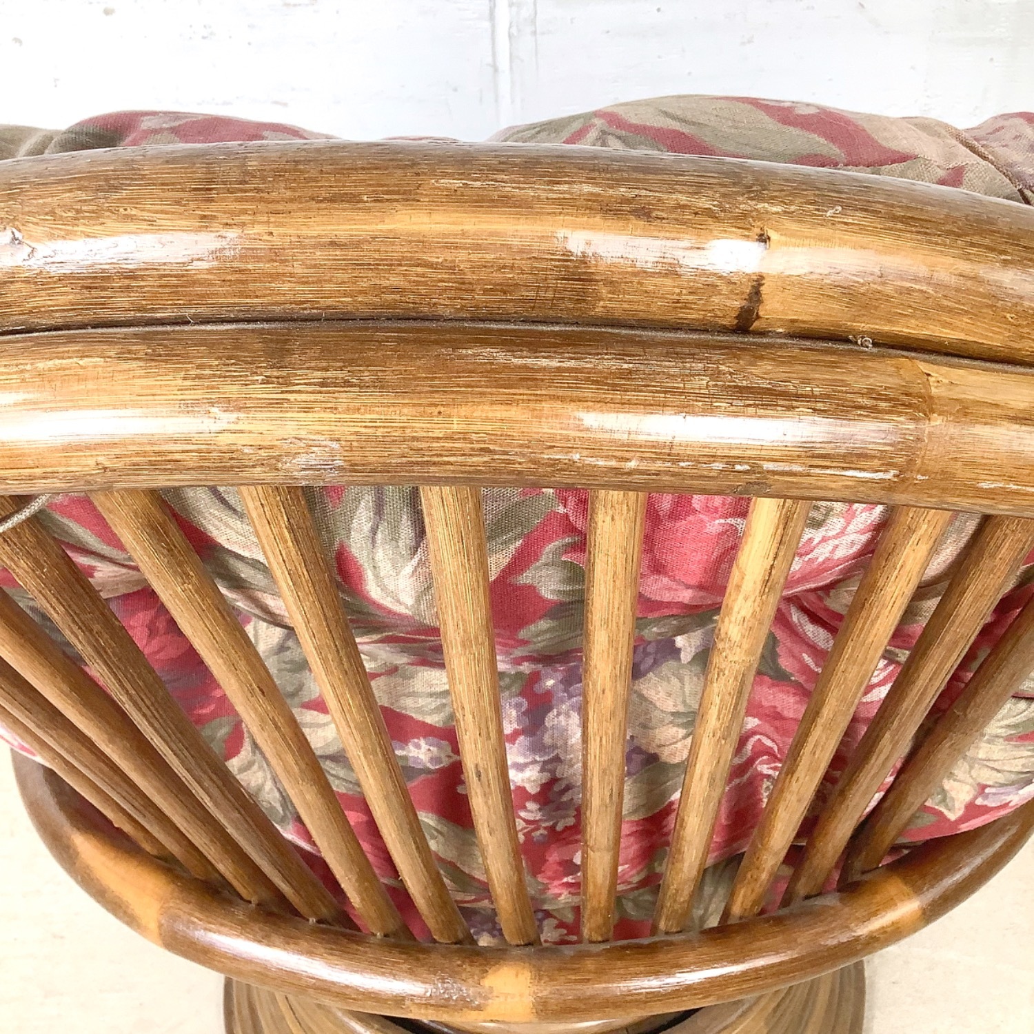 Vintage Rattan Swivel Lounge Chair - image-12