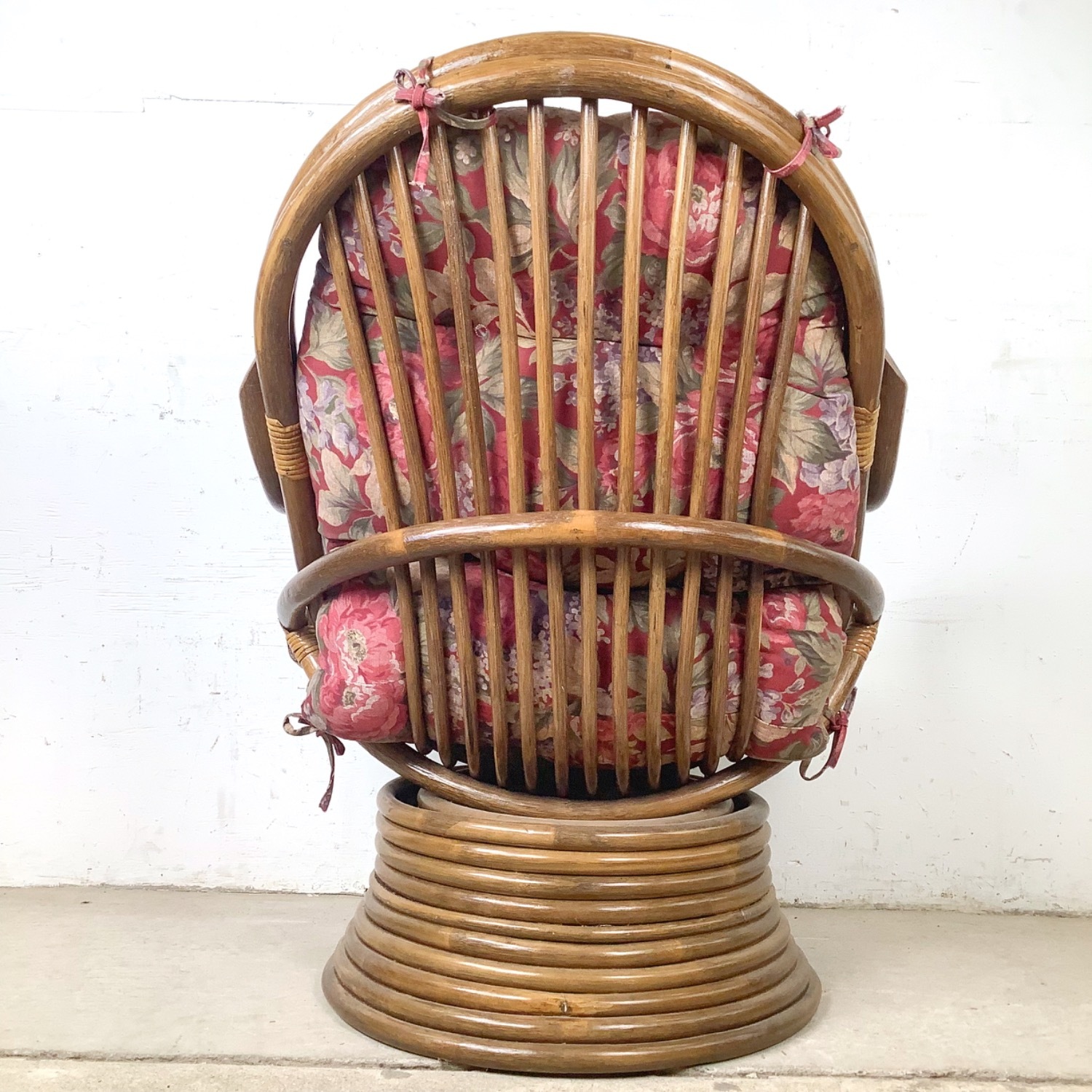Vintage Rattan Swivel Lounge Chair - image-7