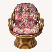 Vintage Rattan Swivel Lounge Chair