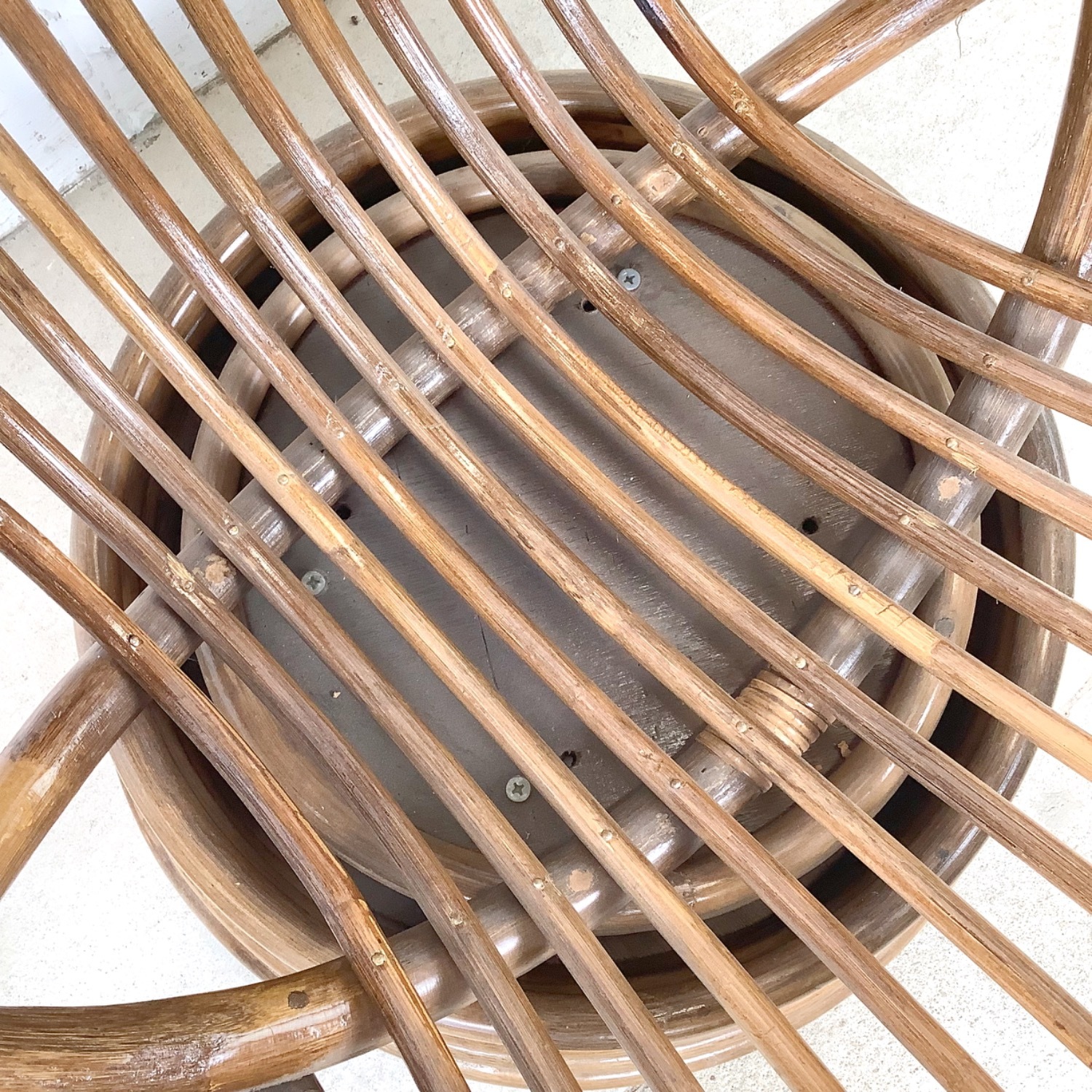 Vintage Rattan Swivel Lounge Chair - image-10