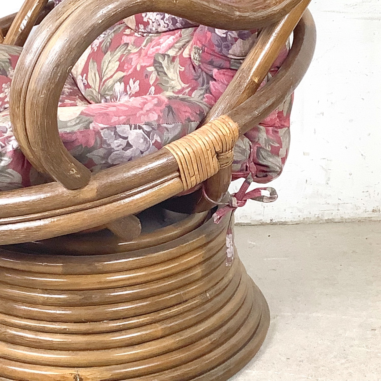 Vintage Rattan Swivel Lounge Chair - image-14