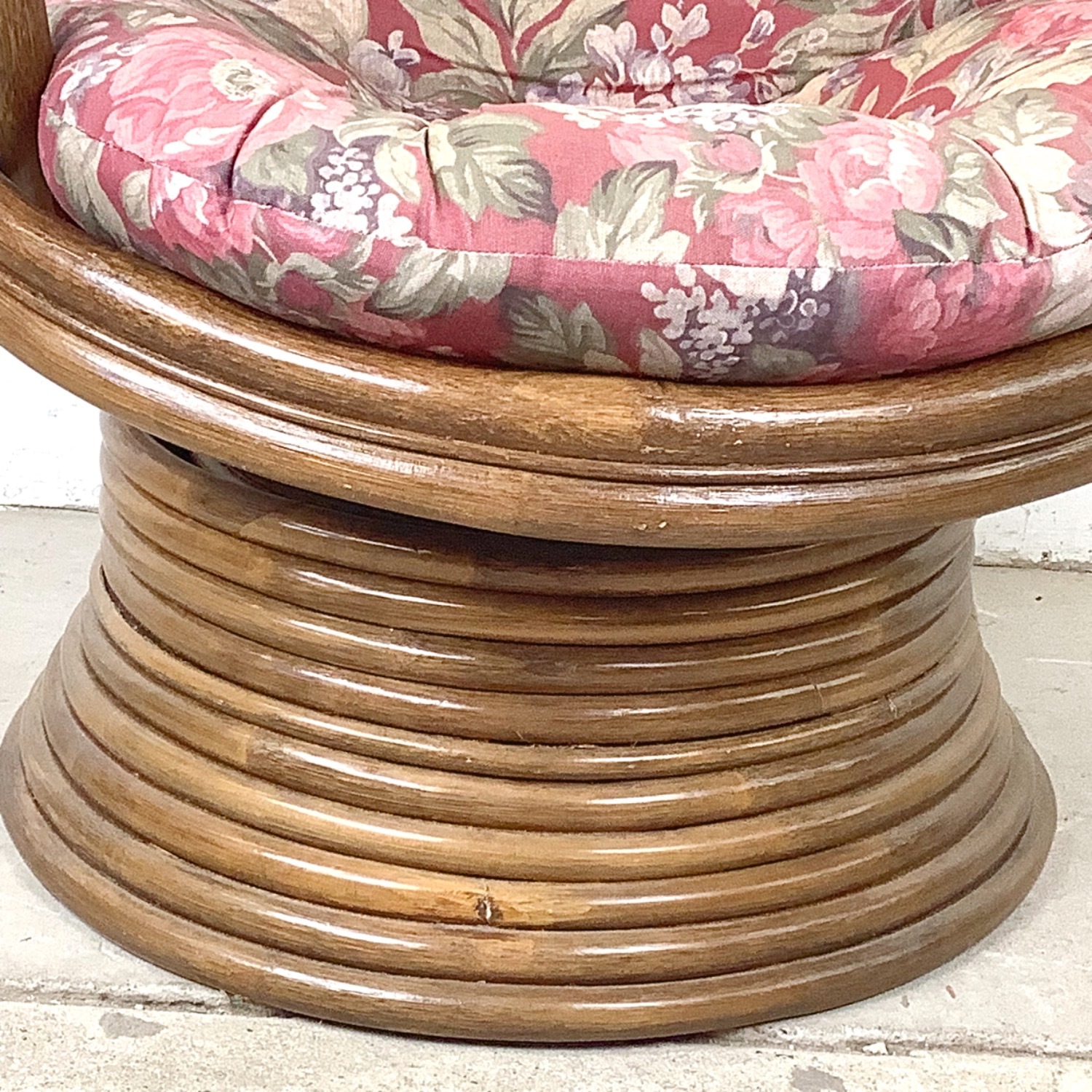 Vintage Rattan Swivel Lounge Chair - image-5