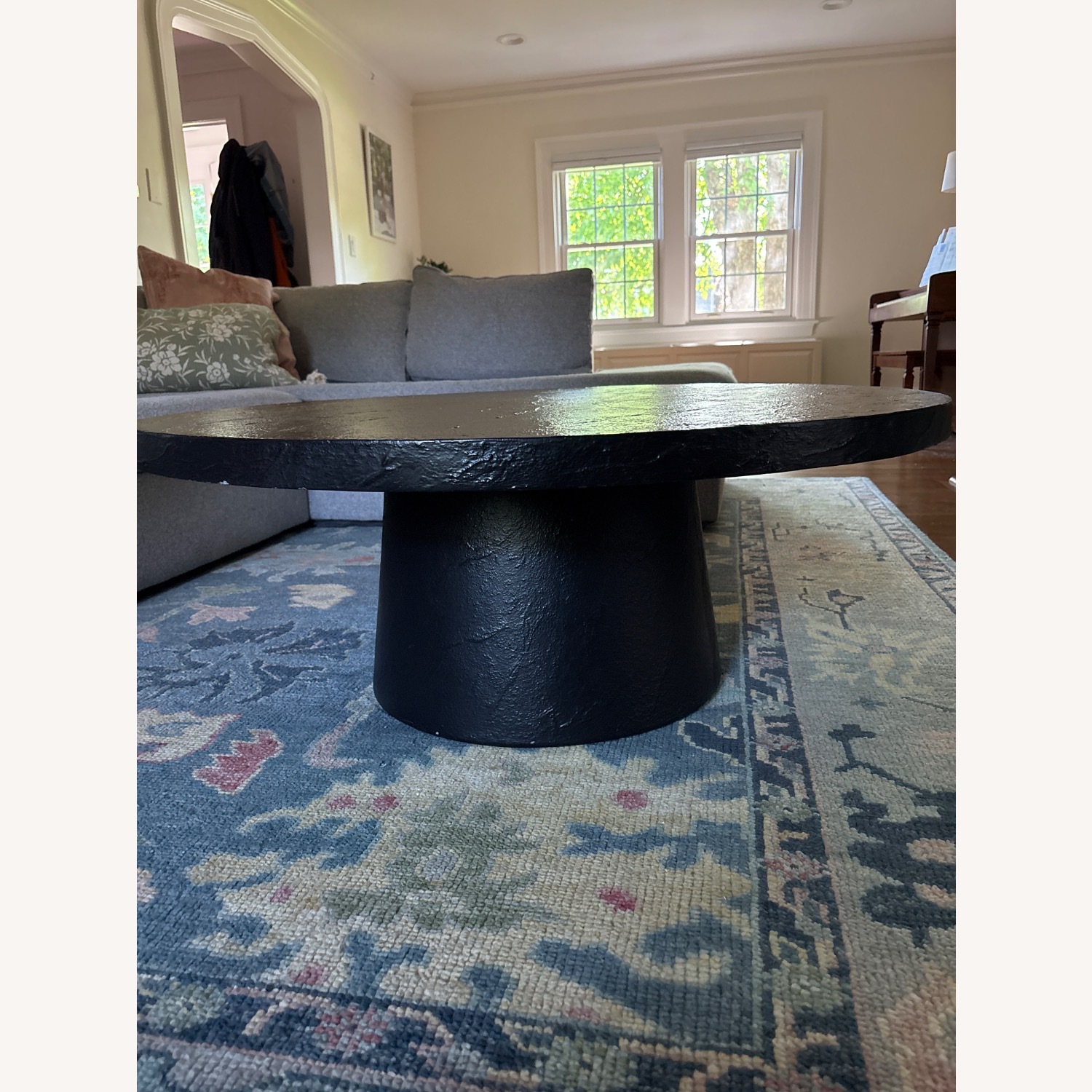 Crate & Barrel Dark Brown Concrete Coffee Table - image-3