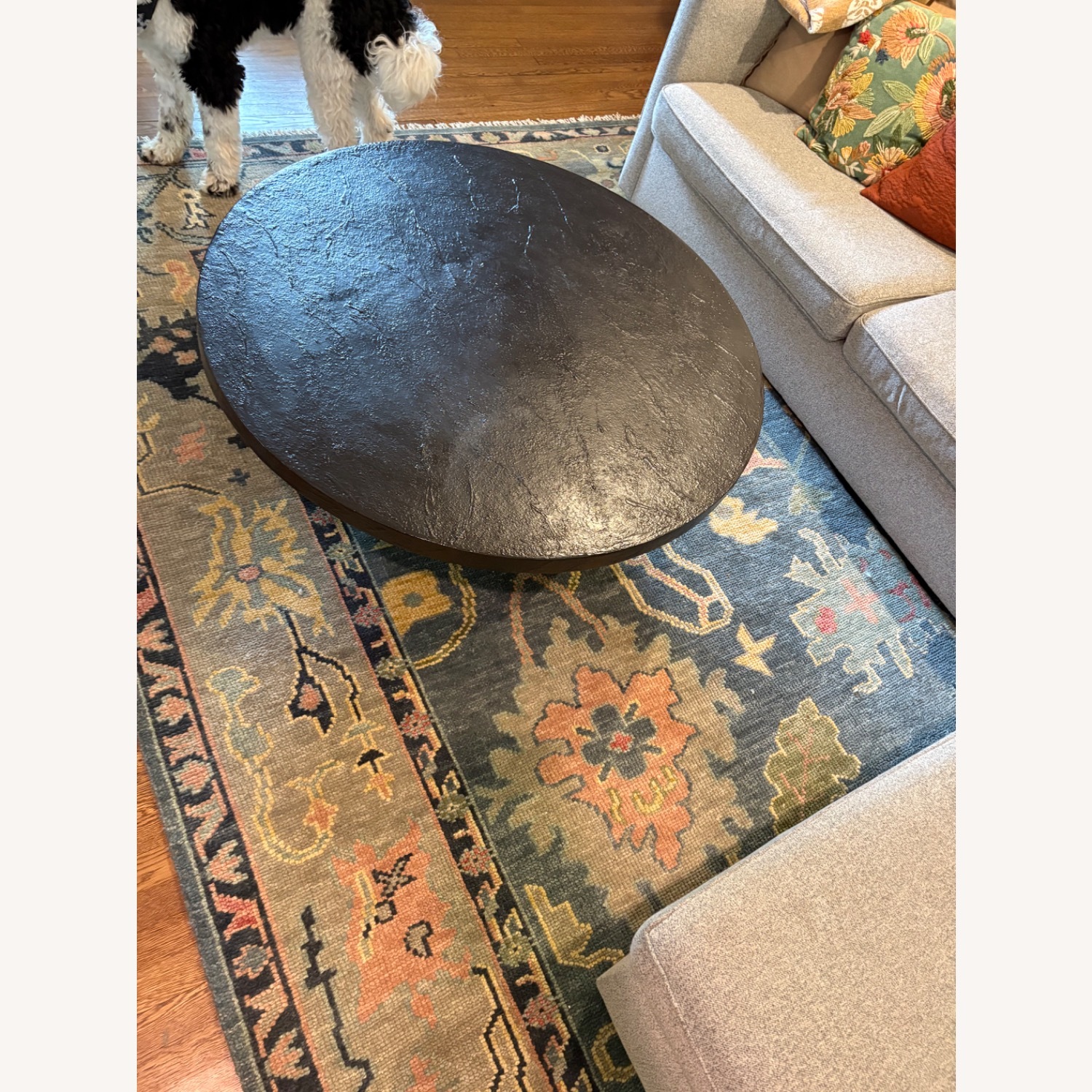 Crate & Barrel Dark Brown Concrete Coffee Table - image-2