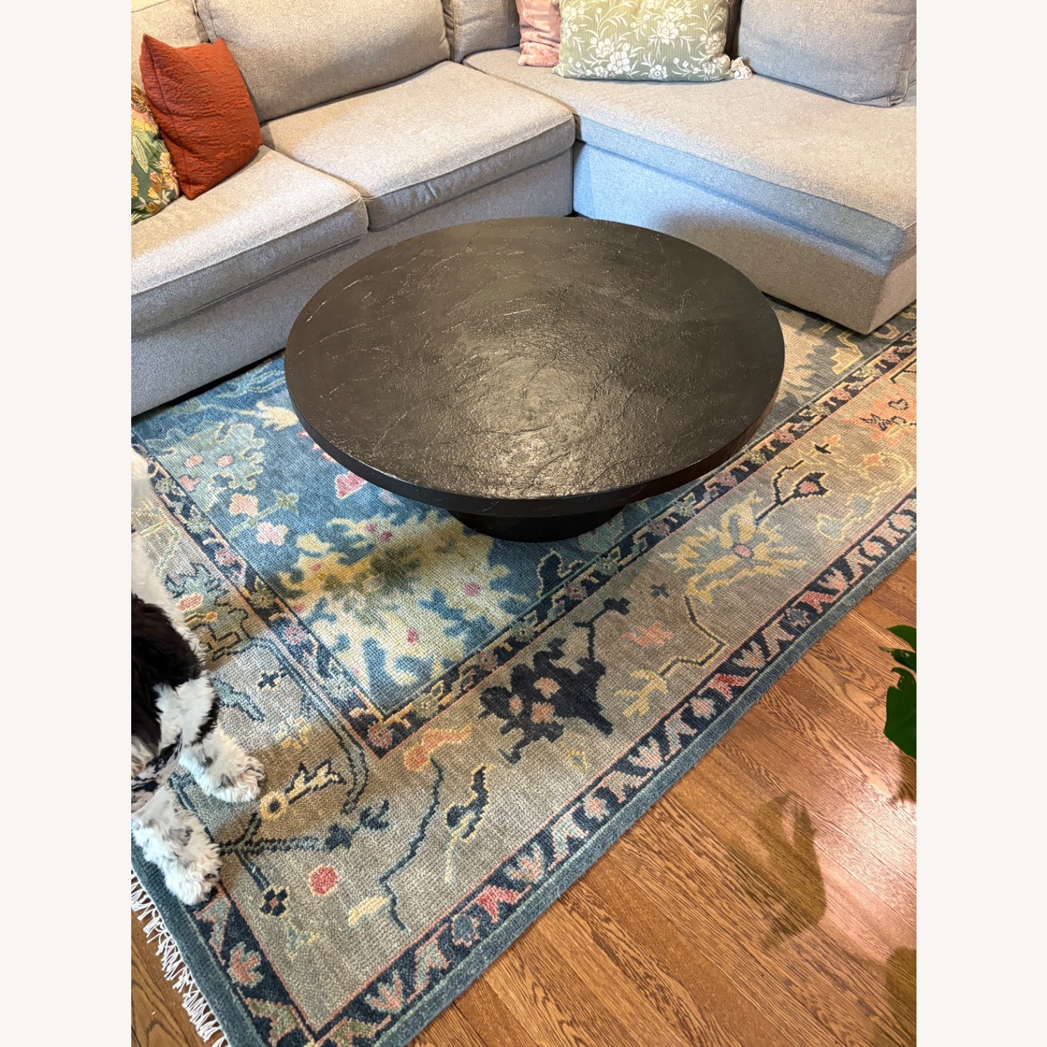 Crate & Barrel Dark Brown Concrete Coffee Table - image-1