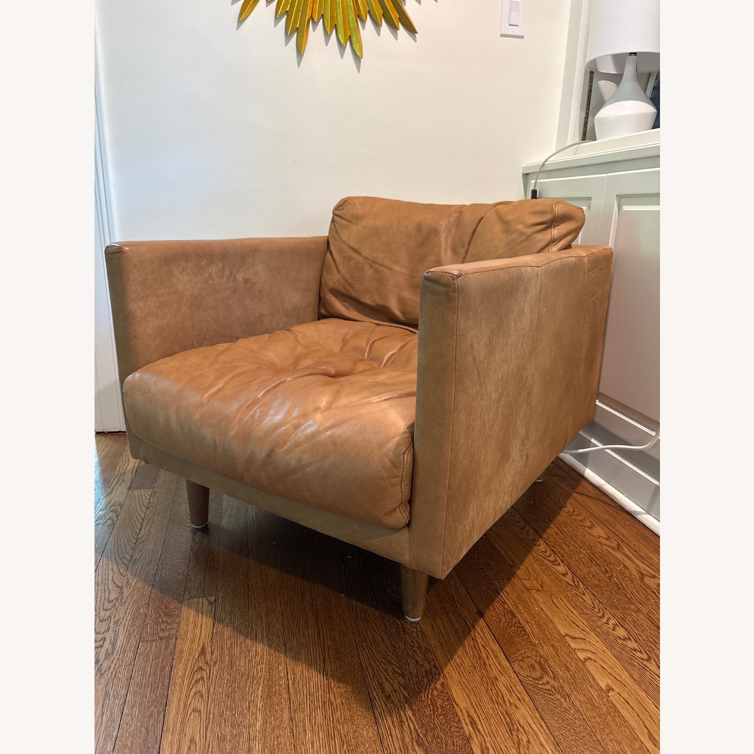 Article Light Brown Leather Armchair - image-1