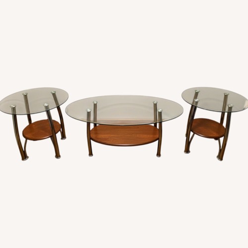 Used Dark Brown Glass Coffee Table for sale on AptDeco