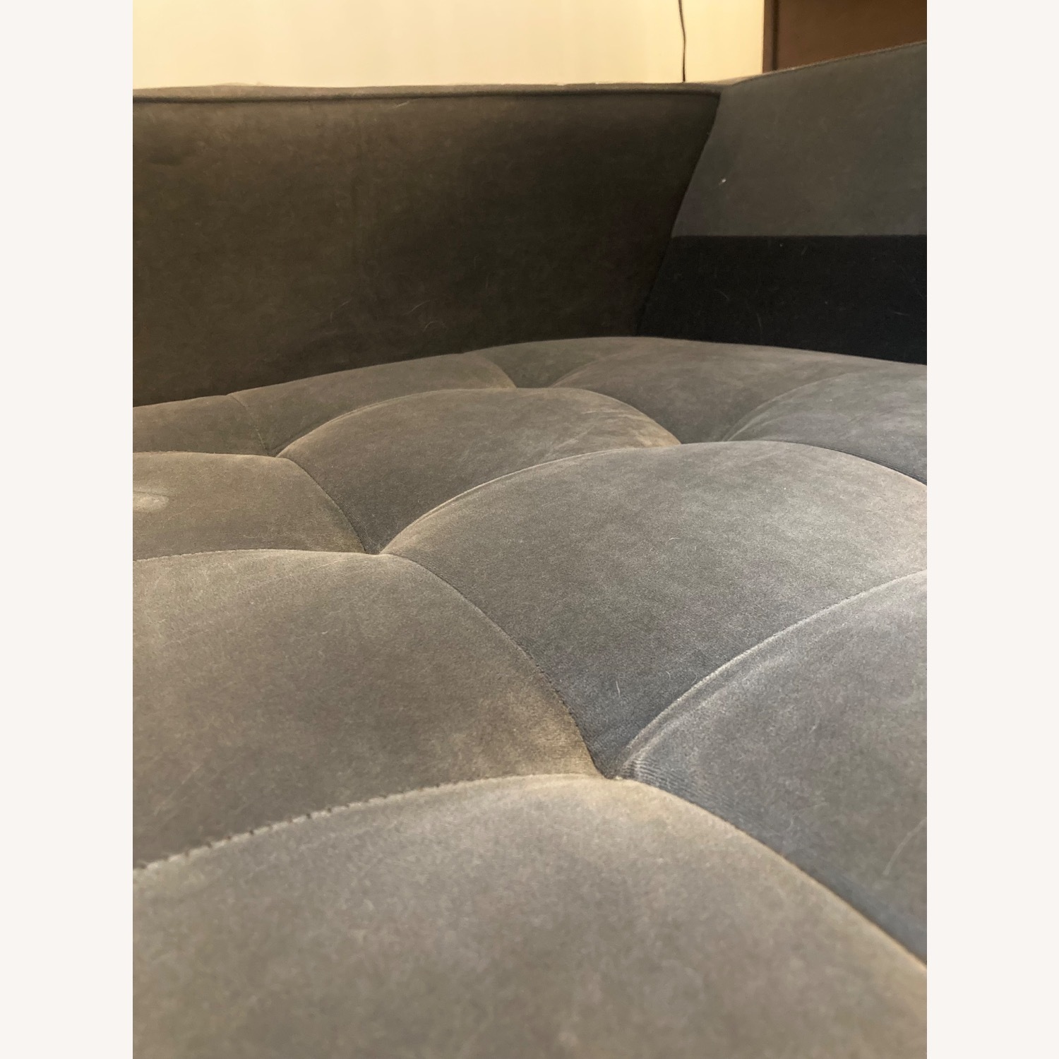 Dark Gray Velvet 3+ Seater Sofa - image-5