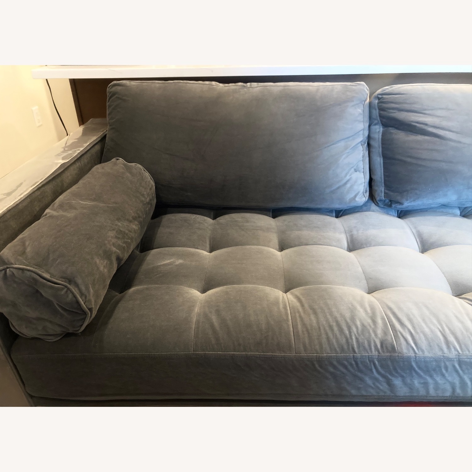 Dark Gray Velvet 3+ Seater Sofa - image-2