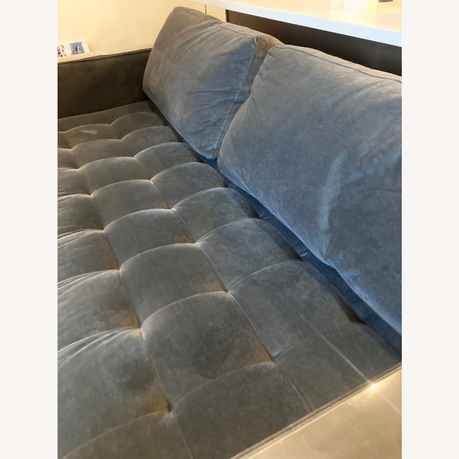 Dark Gray Velvet 3+ Seater Sofa - image-4