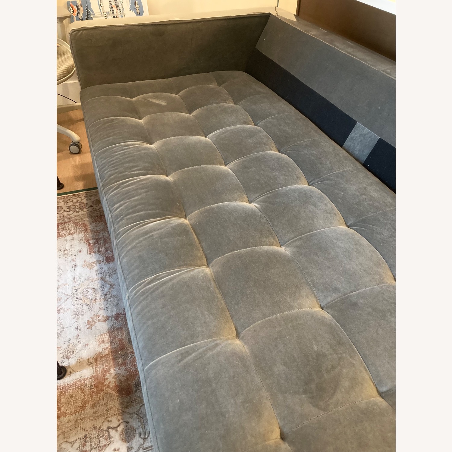 Dark Gray Velvet 3+ Seater Sofa - image-7