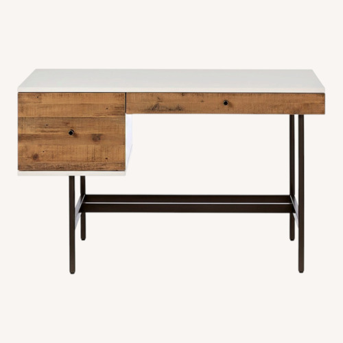 Used West Elm White Lacquer Reclaimed Wood Desk for sale on AptDeco