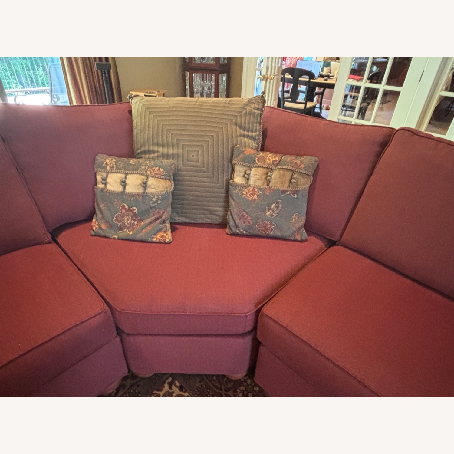 Ethan Allen Franklin Red Fabric 3+ Piece Sectional - image-5