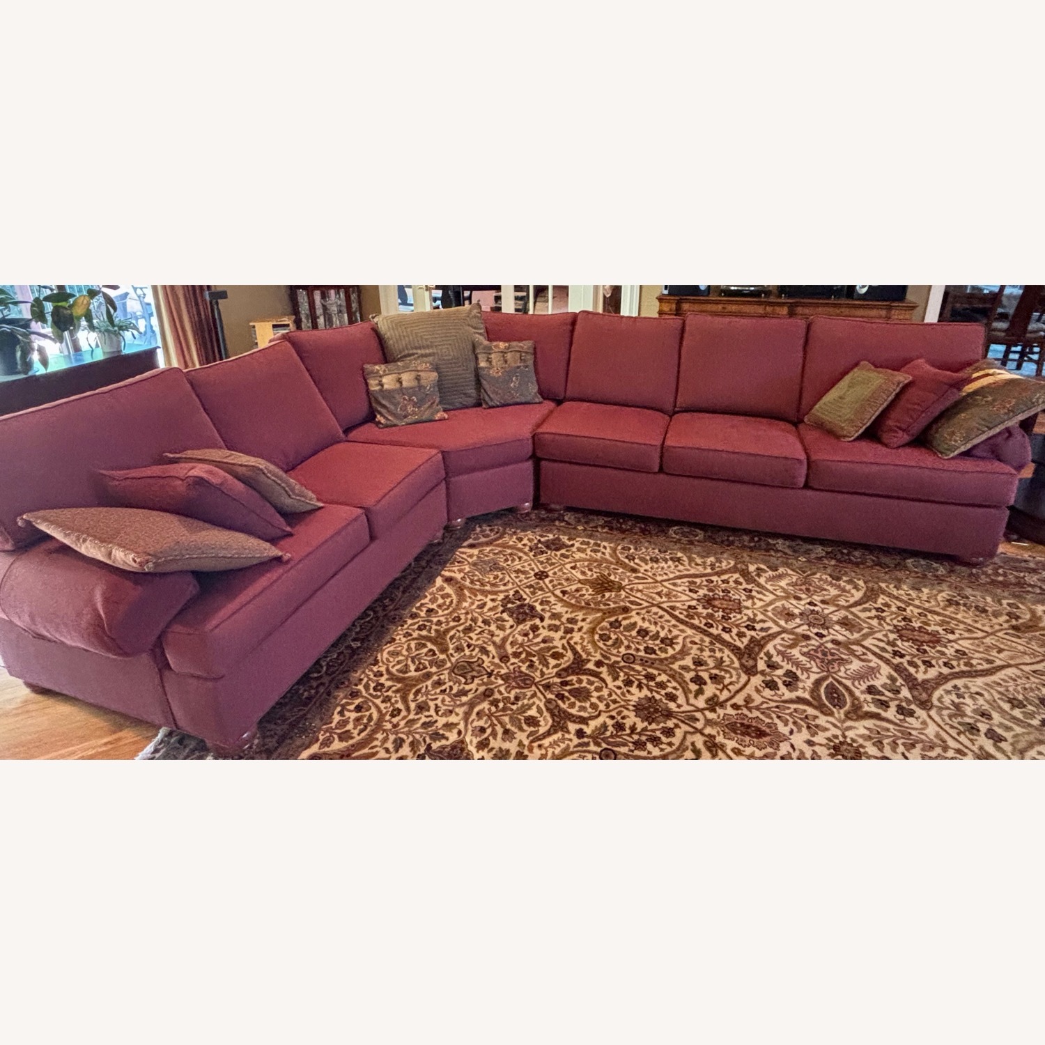 Ethan Allen Franklin Red Fabric 3+ Piece Sectional - image-2