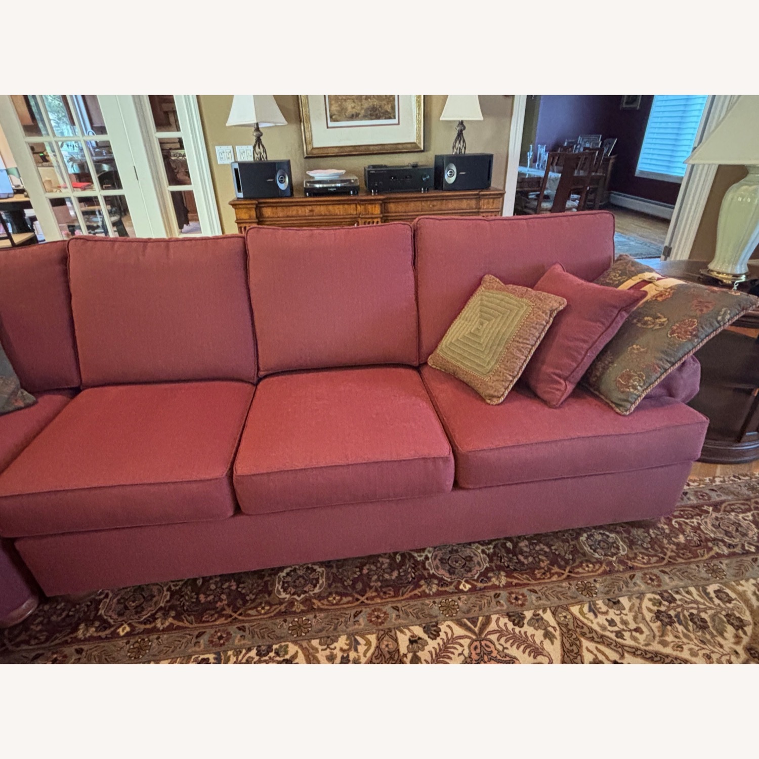 Ethan Allen Franklin Red Fabric 3+ Piece Sectional - image-4