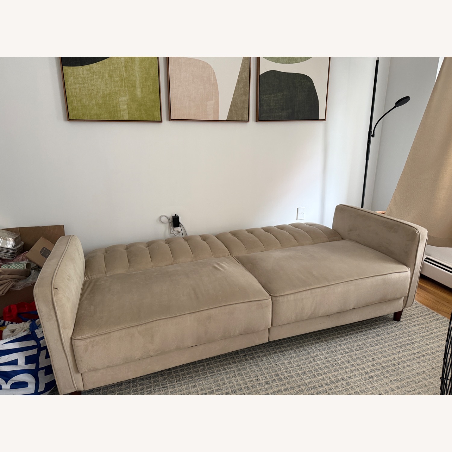 Wayfair Perdue Light Brown Velvet 3+ Seater Sofa - image-5