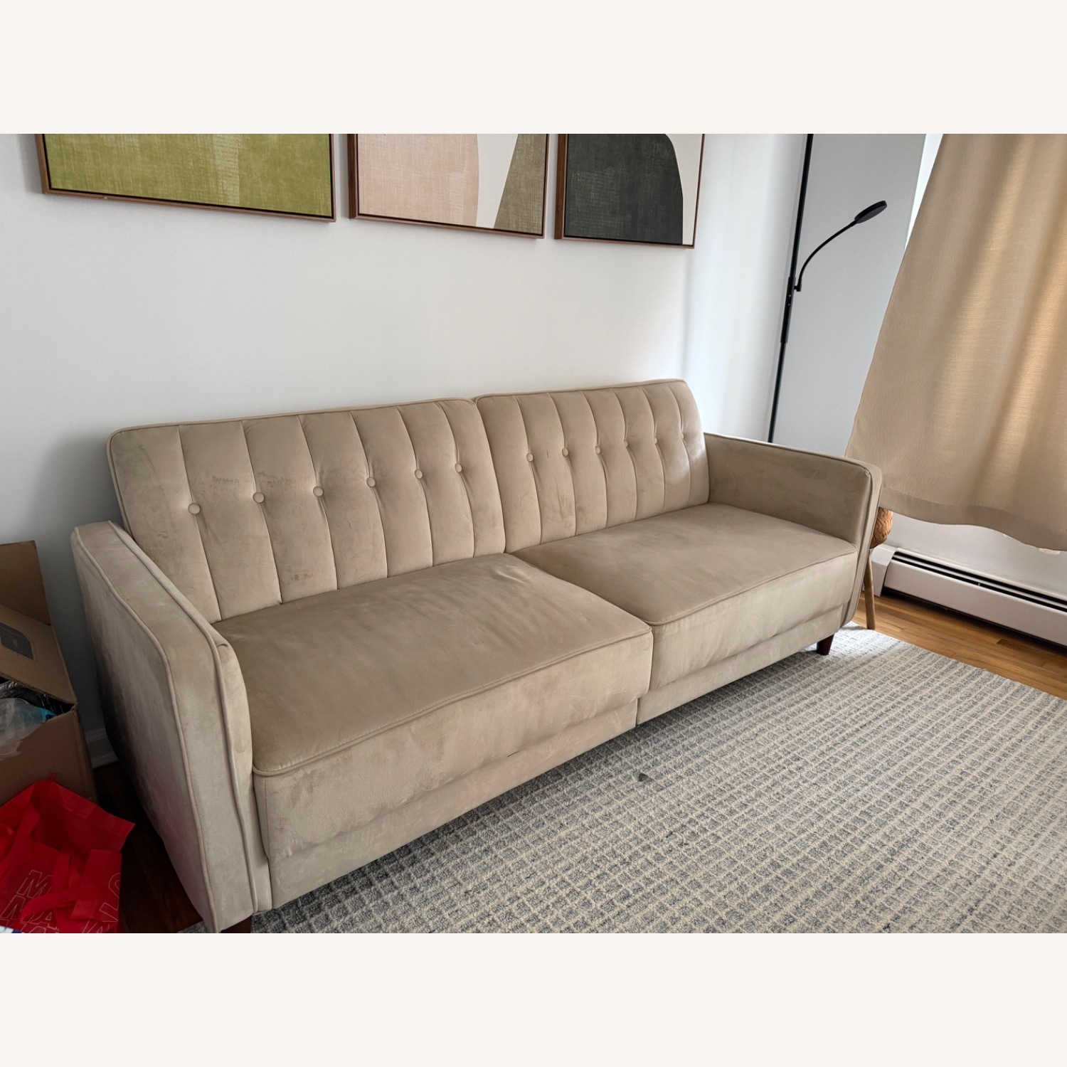 Wayfair Perdue Light Brown Velvet 3+ Seater Sofa - image-2