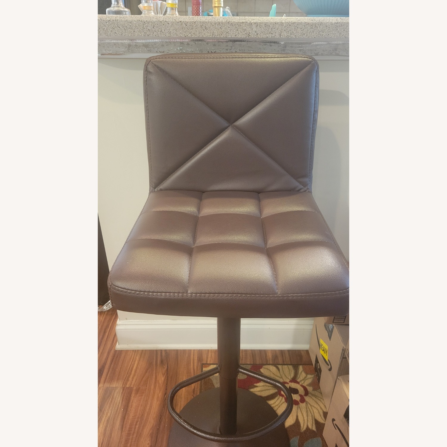 Dark Brown Faux Leather Stools - image-3