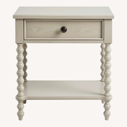 Used Beckett Light Gray Wood Nightstand for sale on AptDeco