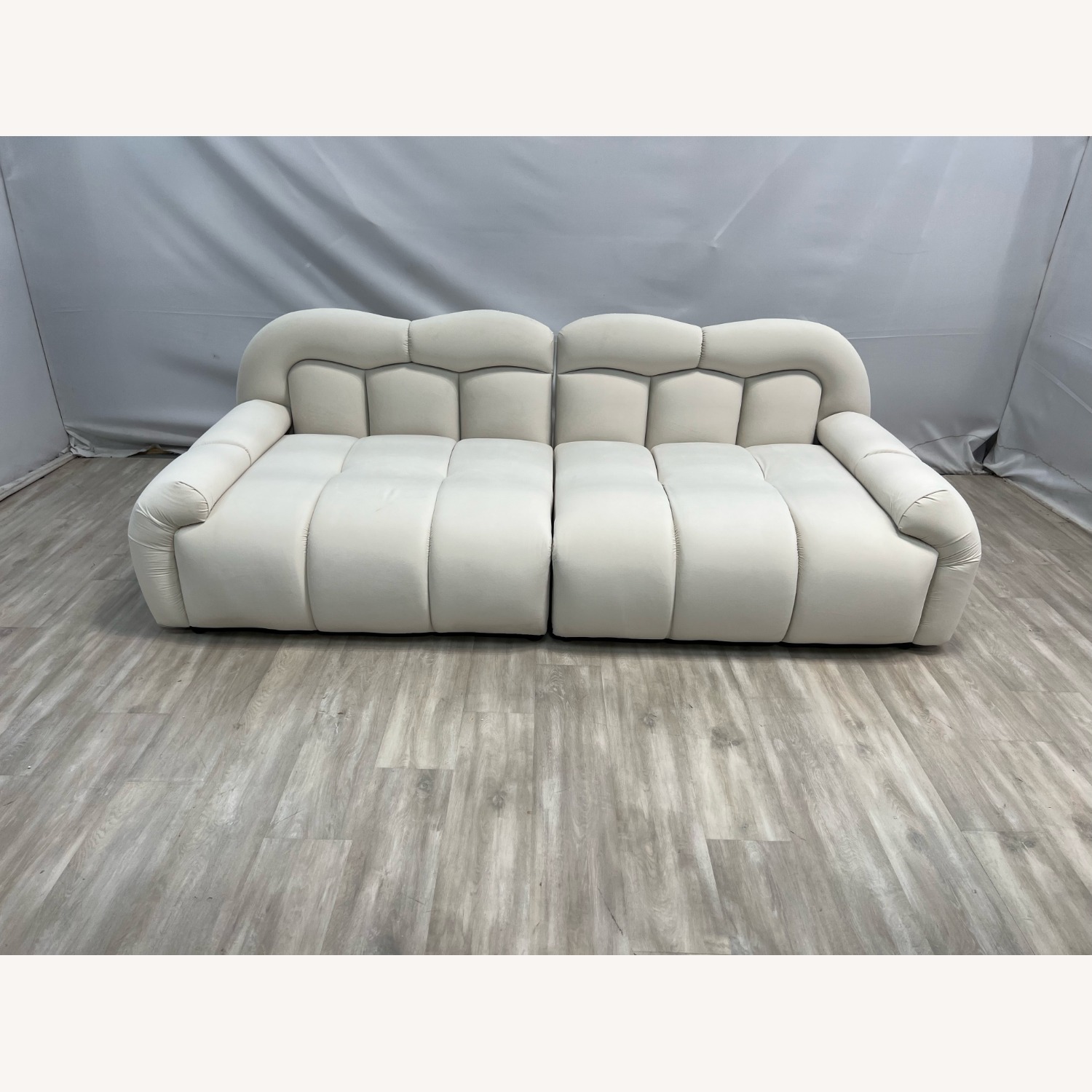 Comfy Sofas Cream Cloud Duo Simple Fabric Sofa - image-1
