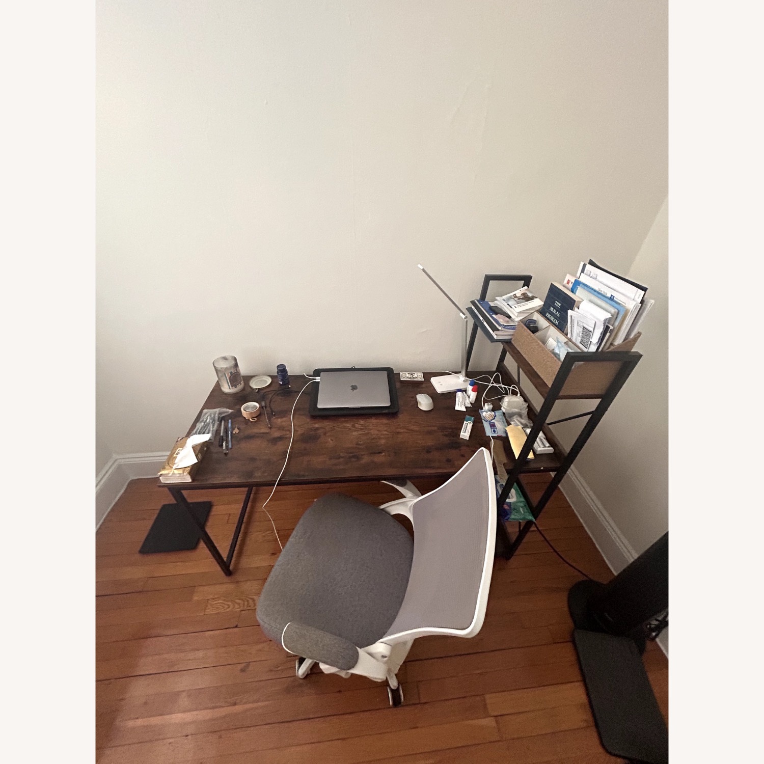 Ironck Dark Brown Wood Desk with Chair - image-3