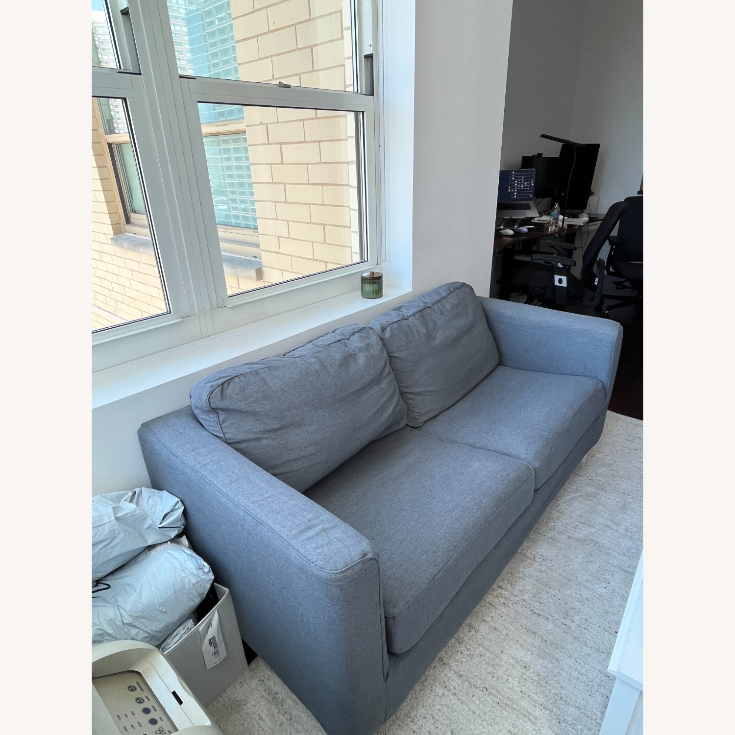 IKEA PARUP Light Gray Fabric 3 Seater Sofa - image-3