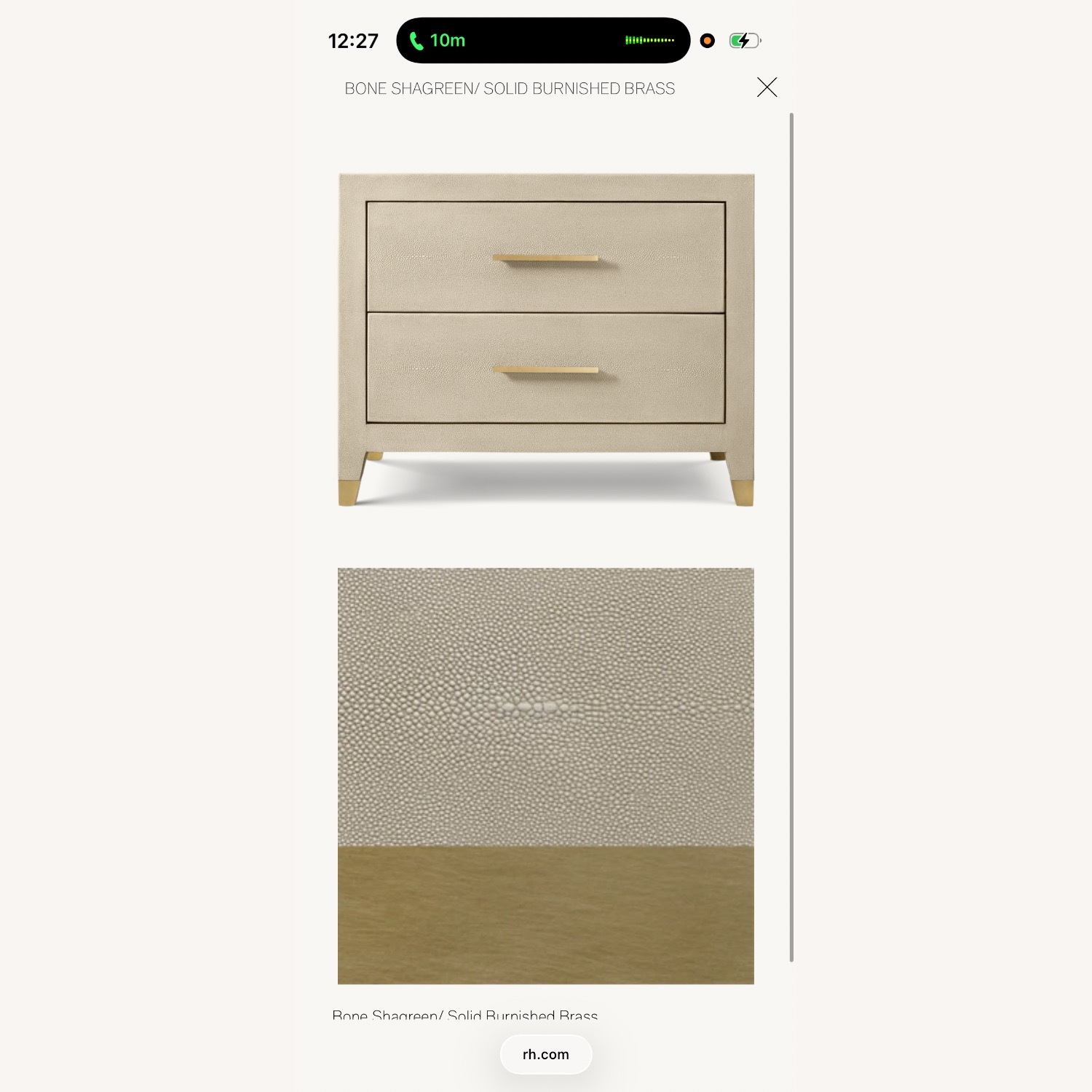 Restoration Hardware Graydon Shagreen Closed Nightstand - image-2