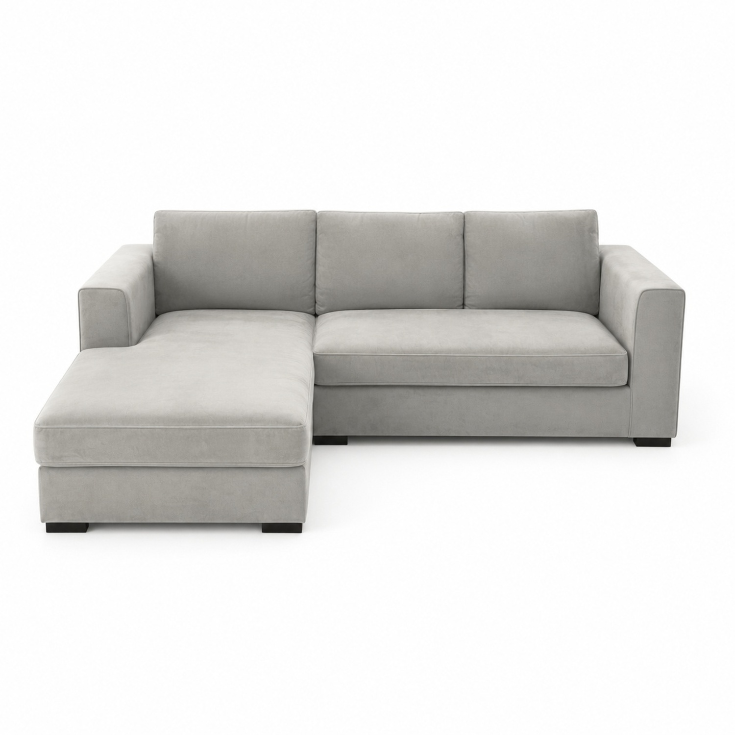 West Elm Light Gray Velvet 3+ Seater Sofa - image-5