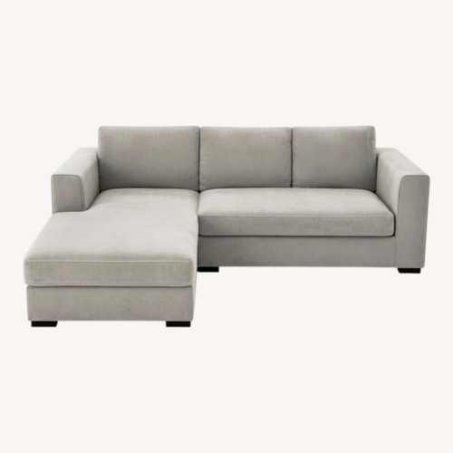 Used West Elm Light Gray Velvet 3+ Seater Sofa for sale on AptDeco