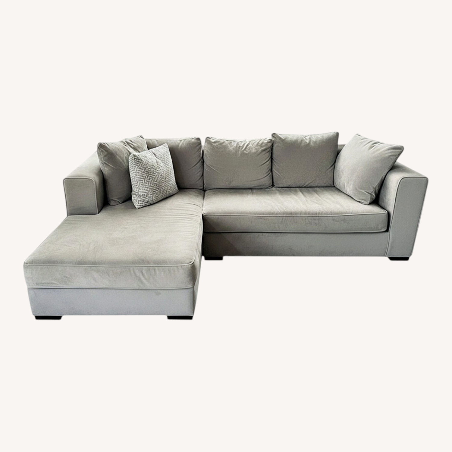 West Elm Light Gray Velvet 3+ Seater Sofa - image-4
