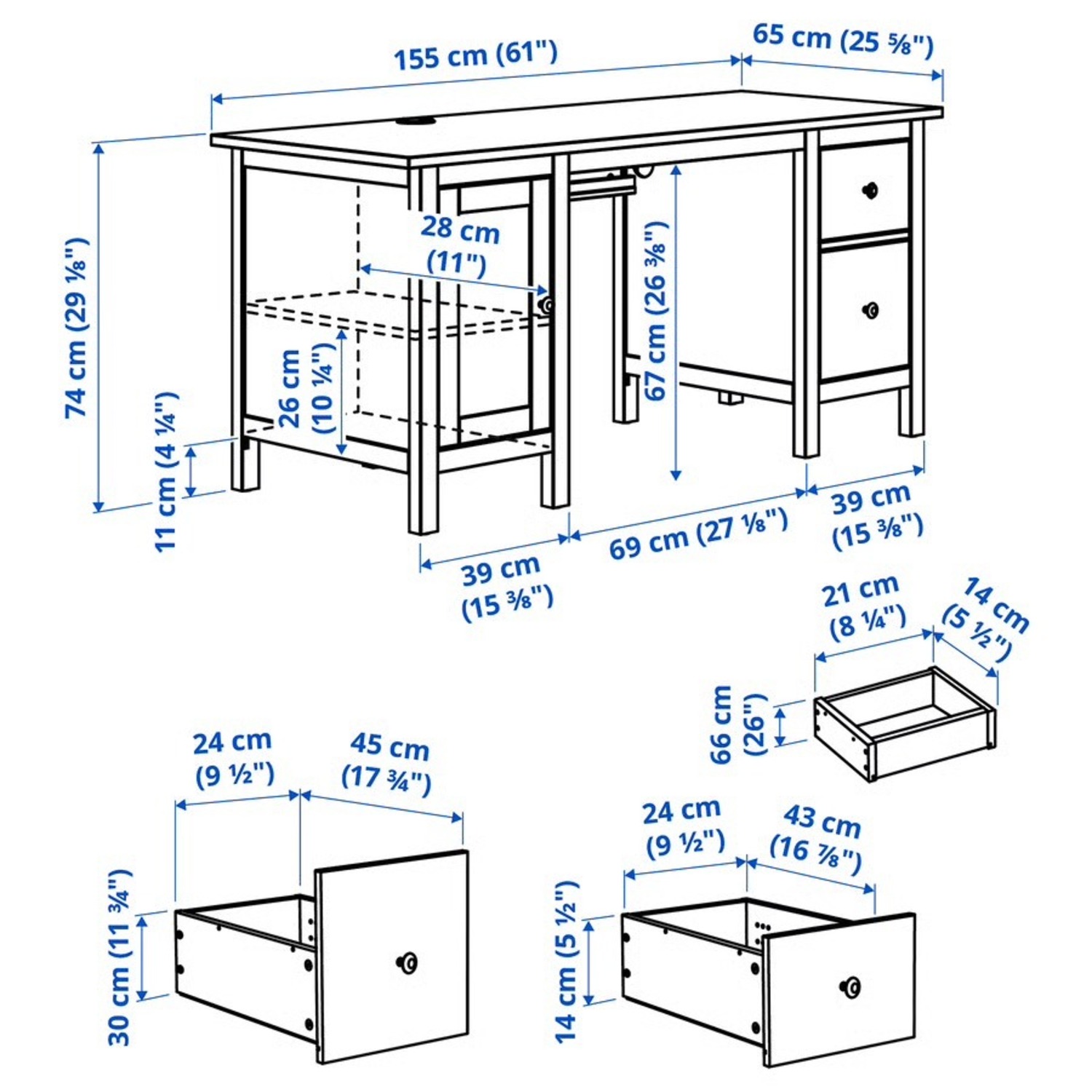IKEA HEMNES Natural Wood Desk - image-7