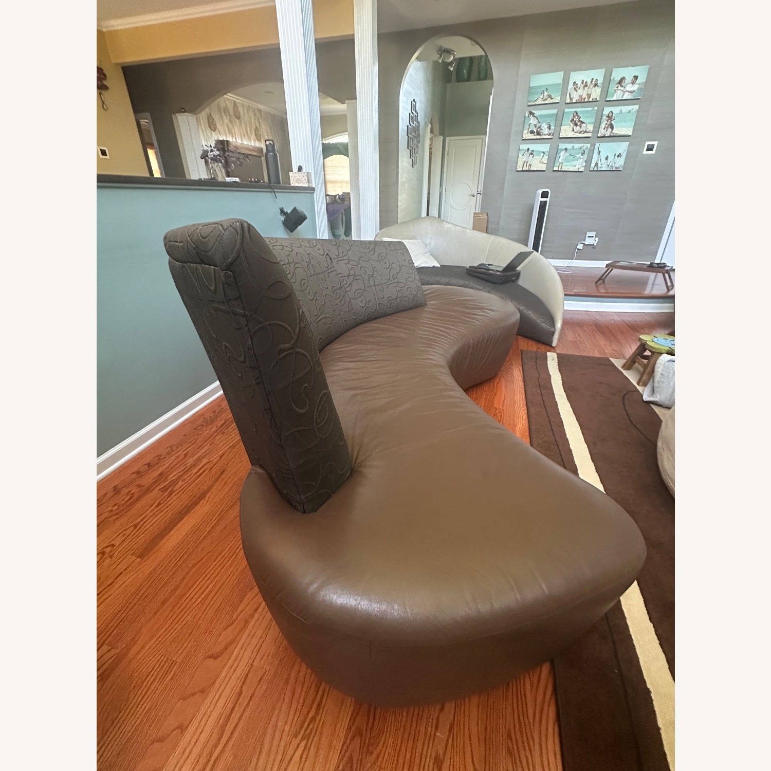 Dark Brown Leather 3+ Seater Sofa - image-2