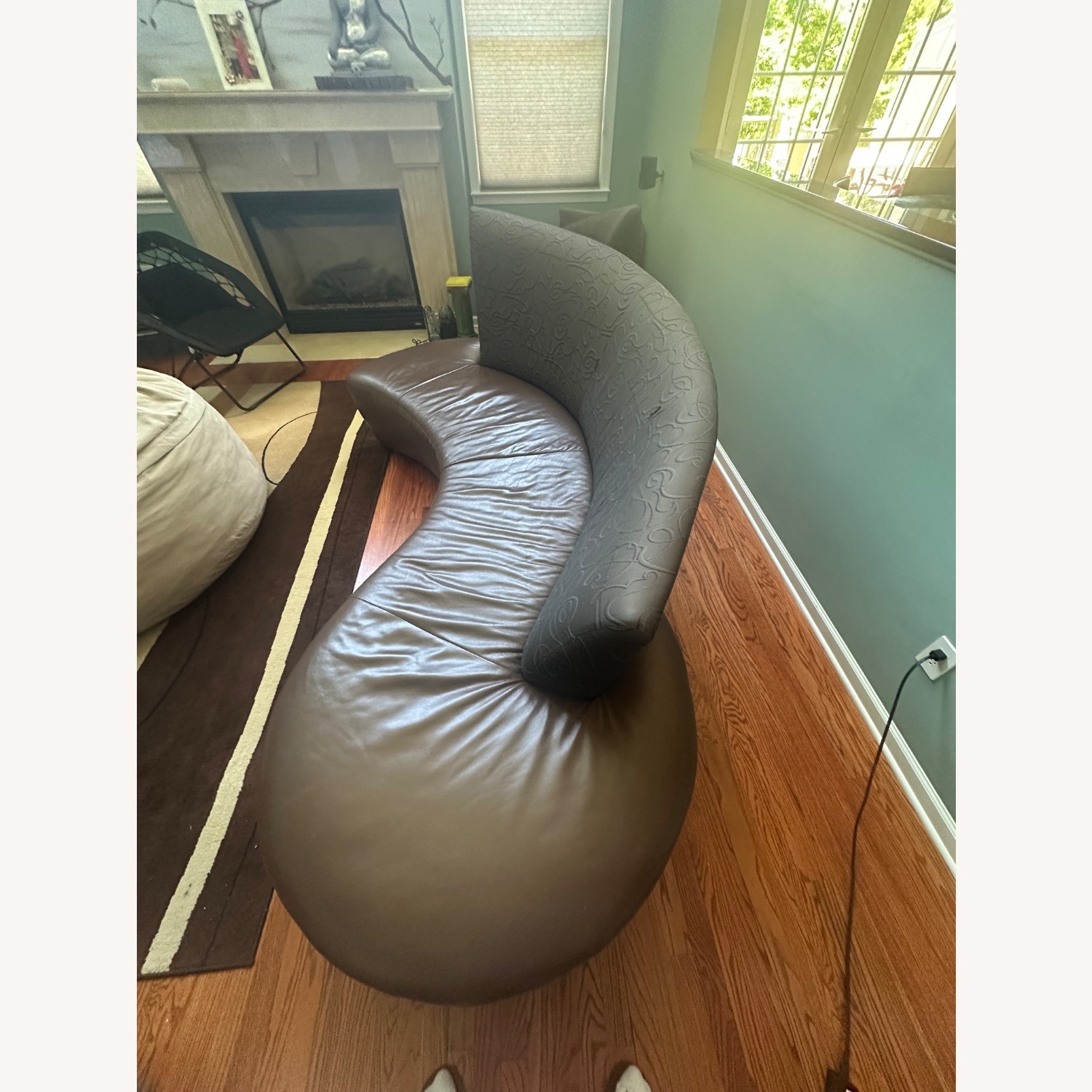 Dark Brown Leather 3+ Seater Sofa - image-5