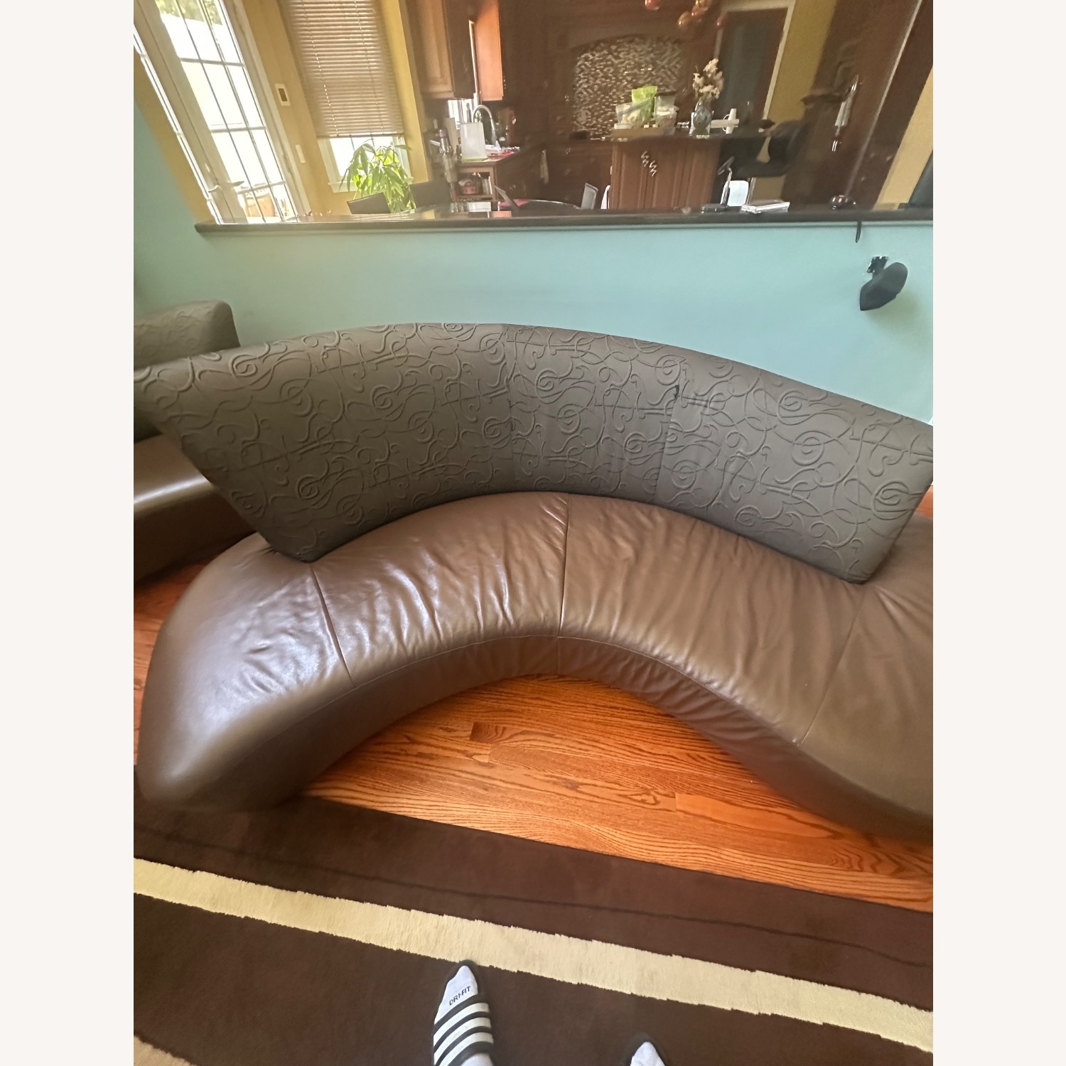 Dark Brown Leather 3+ Seater Sofa - image-1