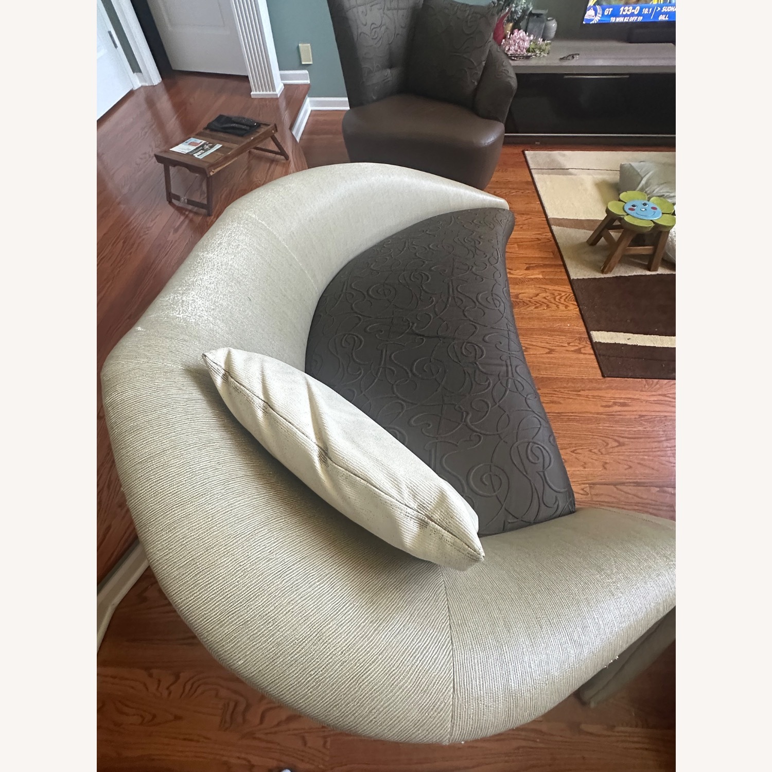 Dark Brown Fabric Chaise Lounge - image-3