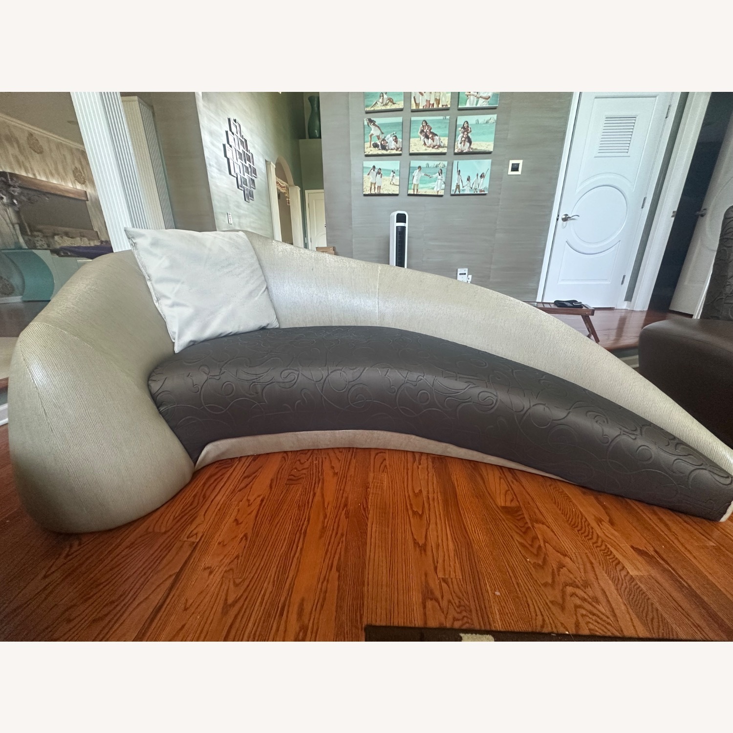 Dark Brown Fabric Chaise Lounge - image-1