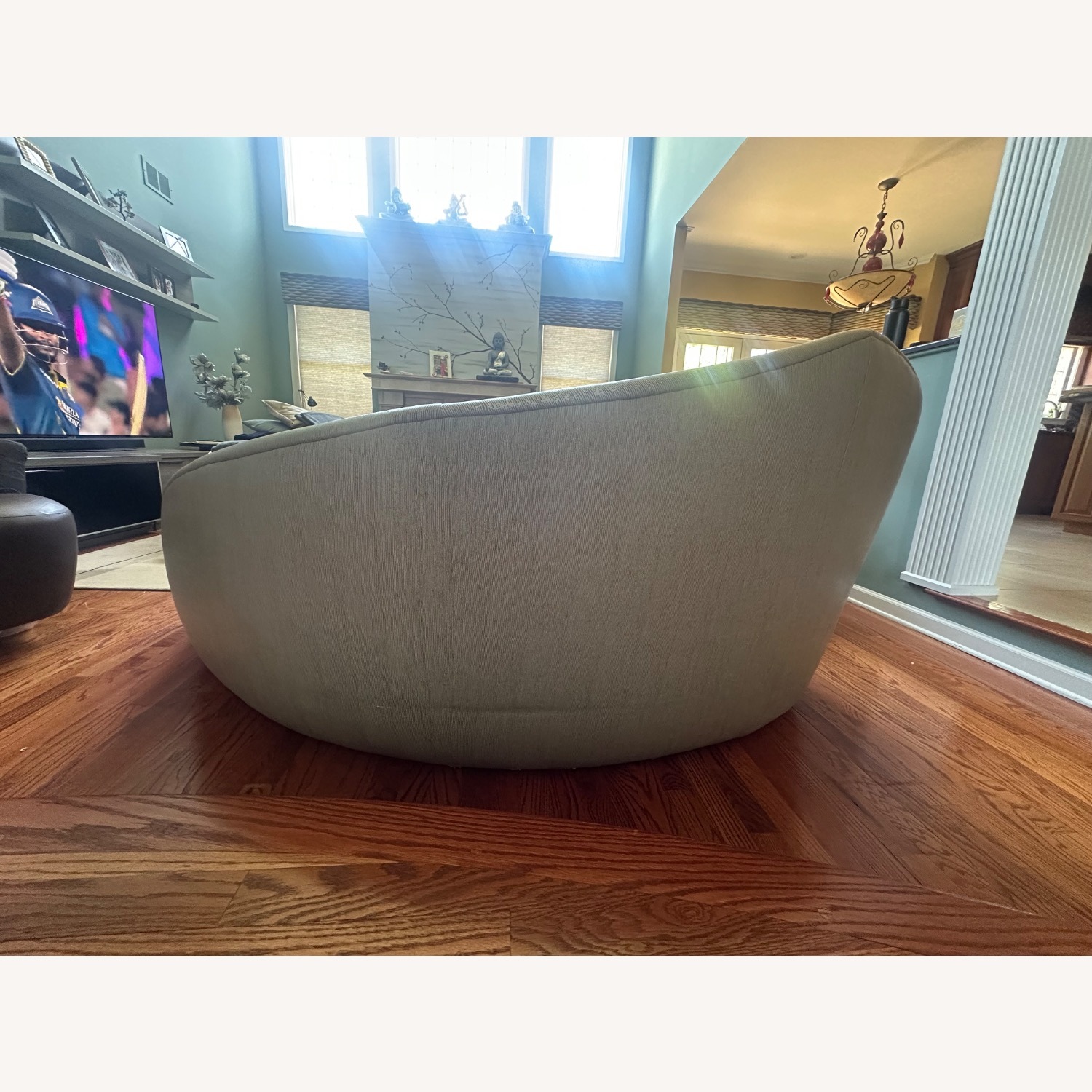 Dark Brown Fabric Chaise Lounge - image-5