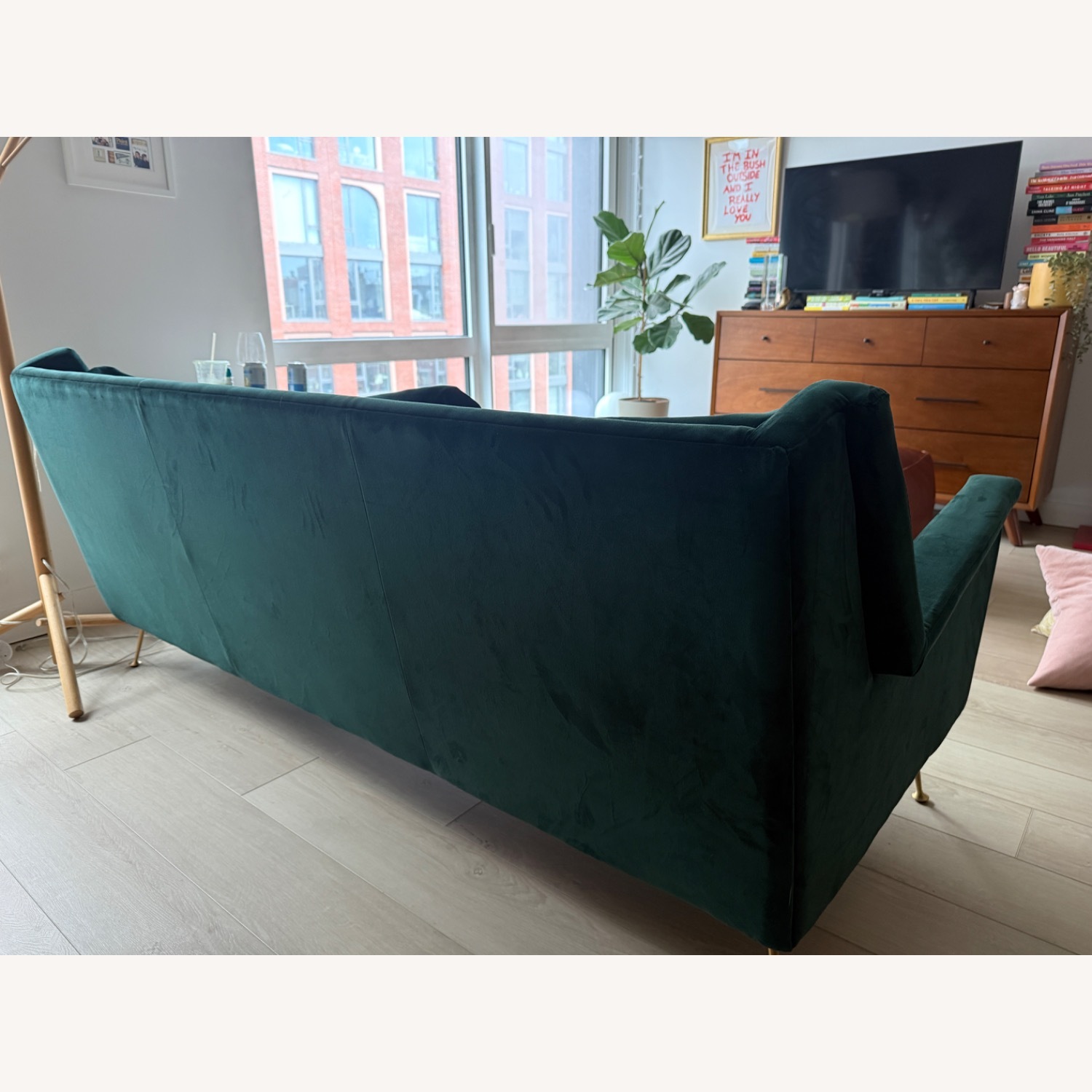 West Elm Carlo Green Fabric 3+ Seater Sofa - image-4