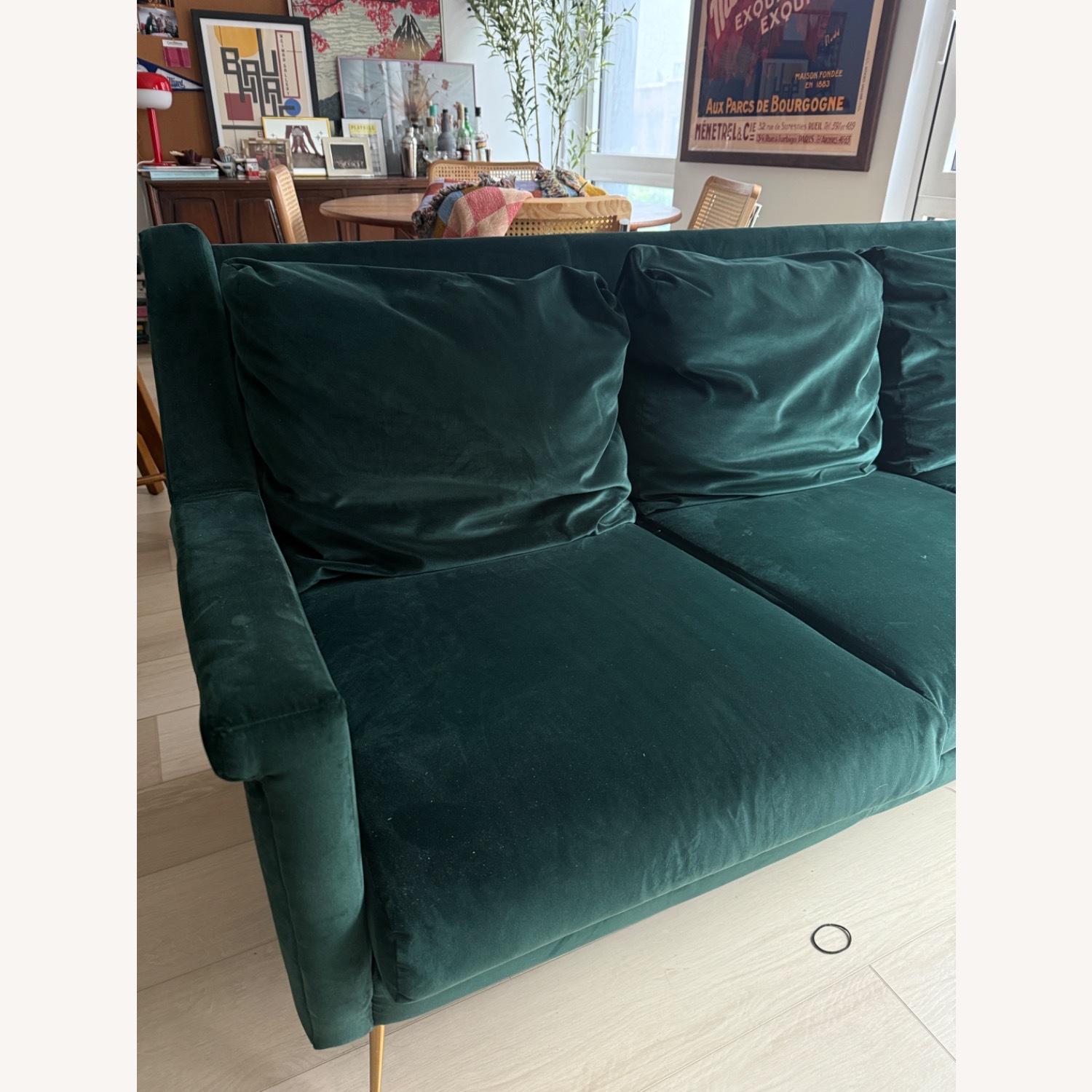 West Elm Carlo Green Fabric 3+ Seater Sofa - image-2