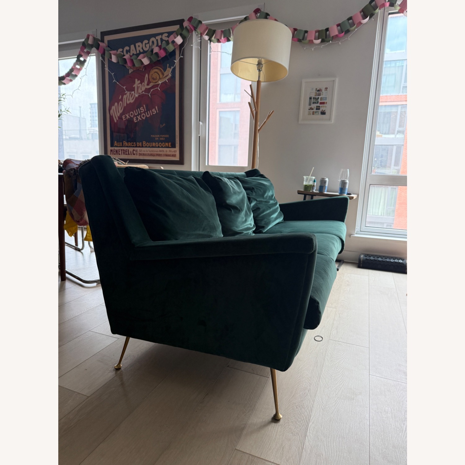 West Elm Carlo Green Fabric 3+ Seater Sofa - image-3