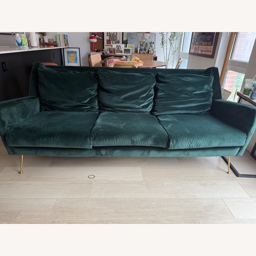 Used West Elm Carlo Green Fabric 3+ Seater Sofa for sale on AptDeco
