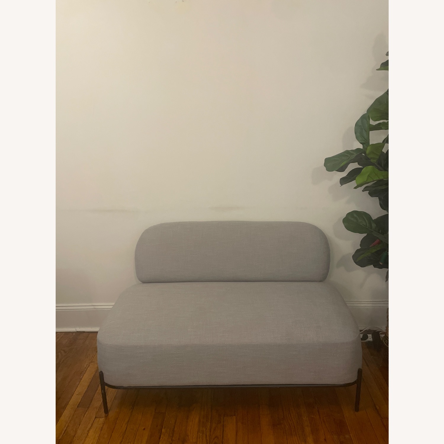 Light Gray Fabric Loveseat - image-2
