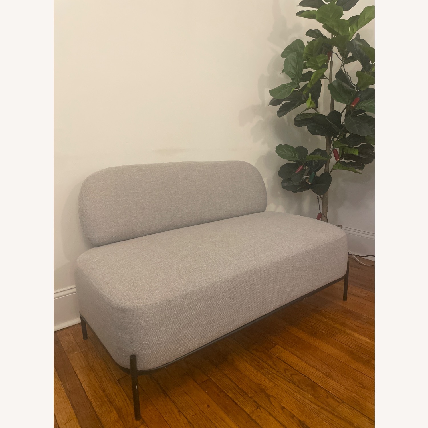 Light Gray Fabric Loveseat - image-1