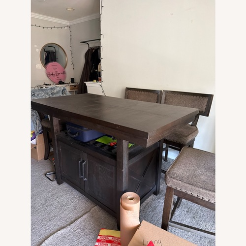 Used Raymour & Flanigan Dark Brown Dining Set for sale on AptDeco