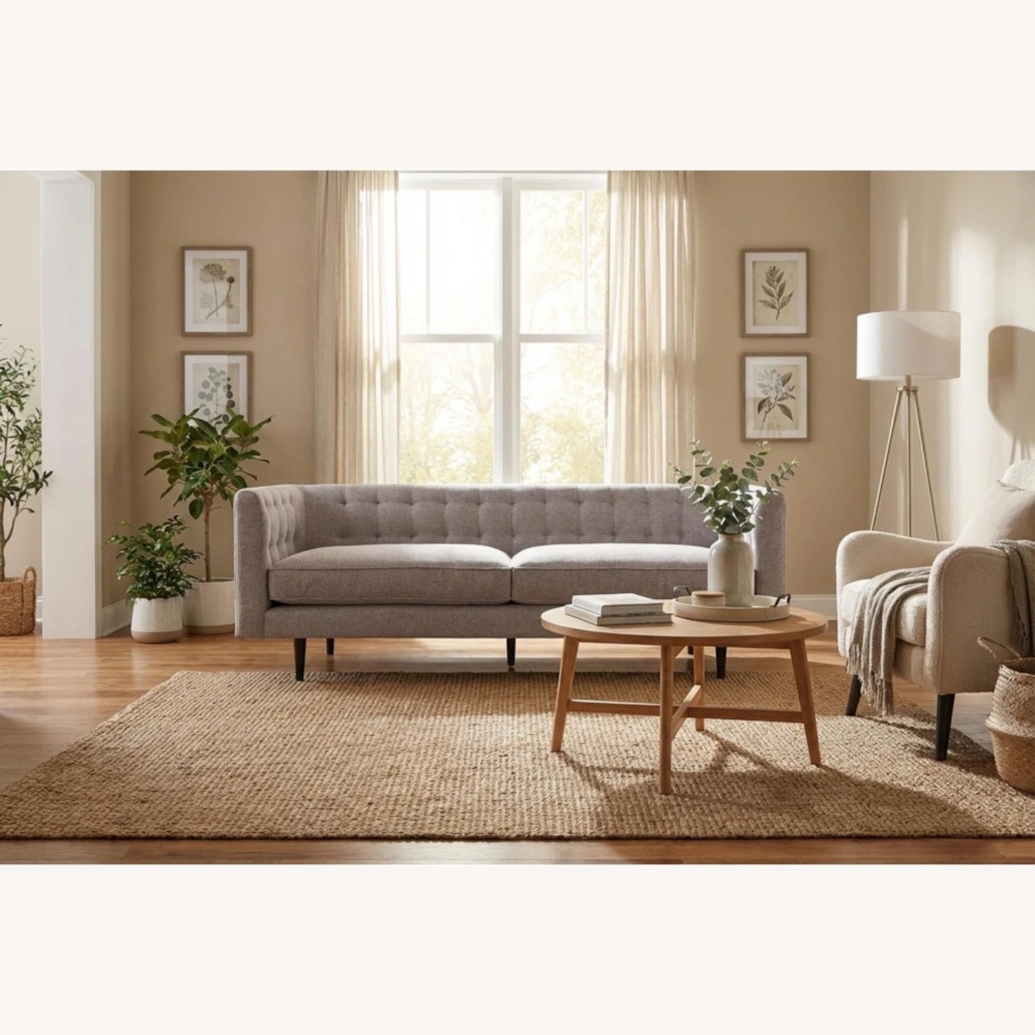 Living Spaces Light Gray Loveseat - image-1