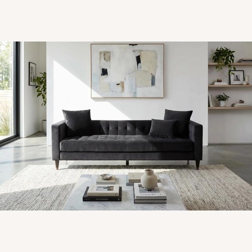 Used Living Spaces Black Velvet 2 Seater Sofa for sale on AptDeco
