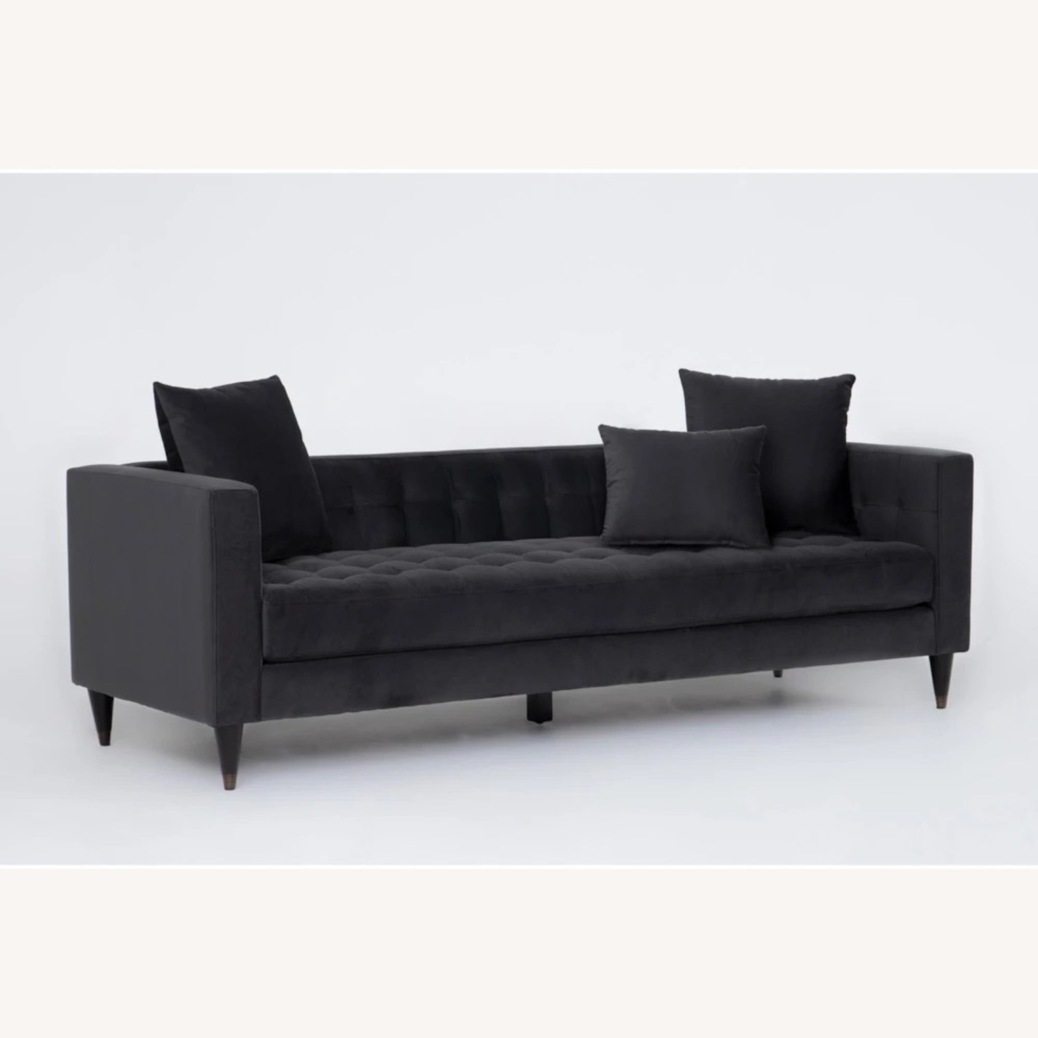 Living Spaces Black Velvet 2 Seater Sofa - image-2