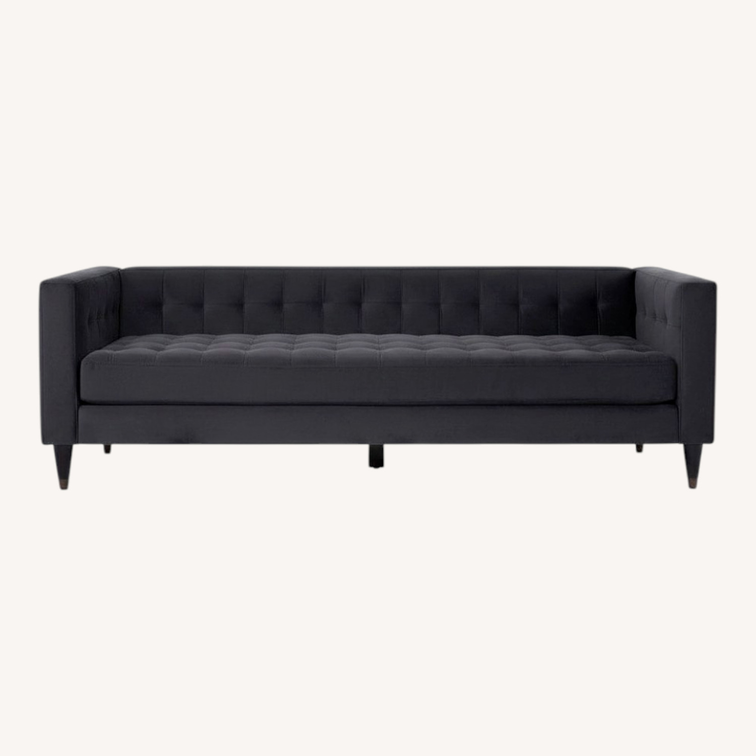 Living Spaces Black Velvet 2 Seater Sofa - image-0