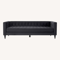 Living Spaces Black Velvet 2 Seater Sofa
