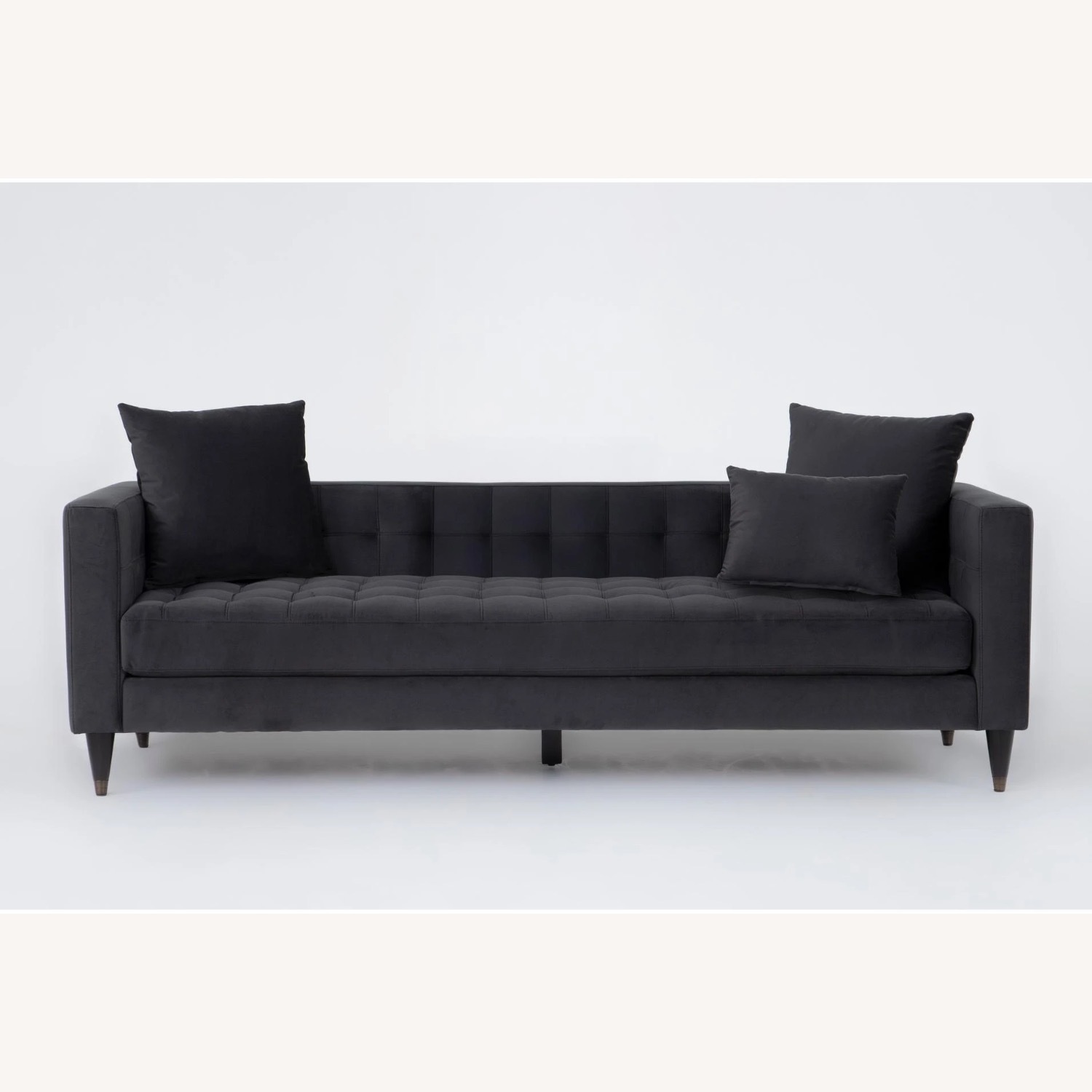 Living Spaces Black Velvet 2 Seater Sofa - image-4